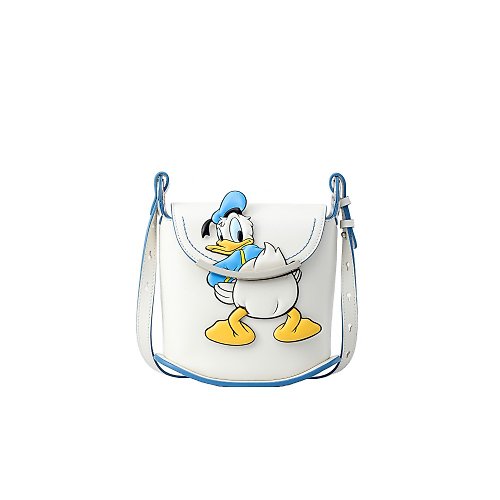 FION Donald Duck 白色皮革方形斜孭袋