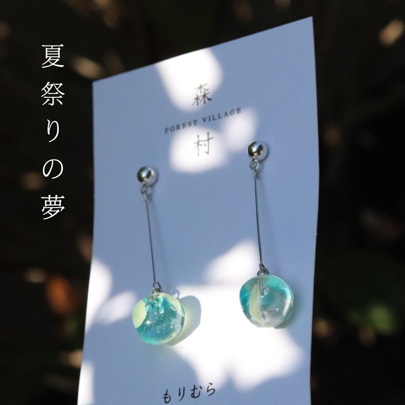 Fireworks | Glass Apple Candy | 925 Sterling Silver Studs | Disc-shaped Clip-on - ต่างหู - วัสดุอื่นๆ สีใส