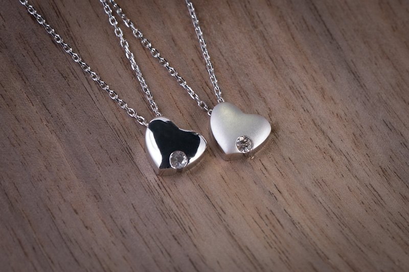 [Cheng brigade 1 + 1] love the heart of the heart + clarity of the heart. 925 sterling silver necklace. Jewelry grade plating - สร้อยคอ - โลหะ 