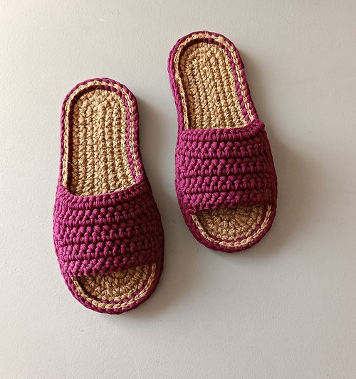 KnittingCity 女麻拖鞋 天然鞋 棉針拖鞋 手工製作