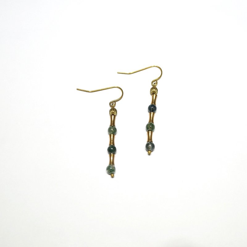 ITS: 265 [brass earrings series · low-key gorgeous] brass X jade natural stone earrings 色 6 color ⎜ variety of ear hook / ear needle / ear clip ⎜ Christmas gifts - ต่างหู - กระดาษ สีทอง