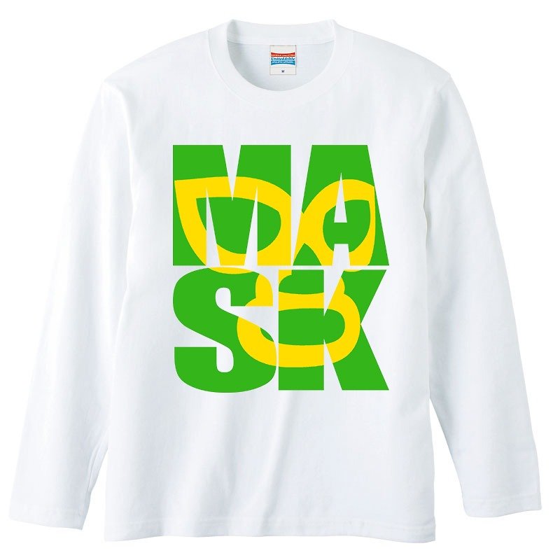 ロングスリーブTシャツ / MASK  green - Tシャツ メンズ - コットン・麻 ホワイト