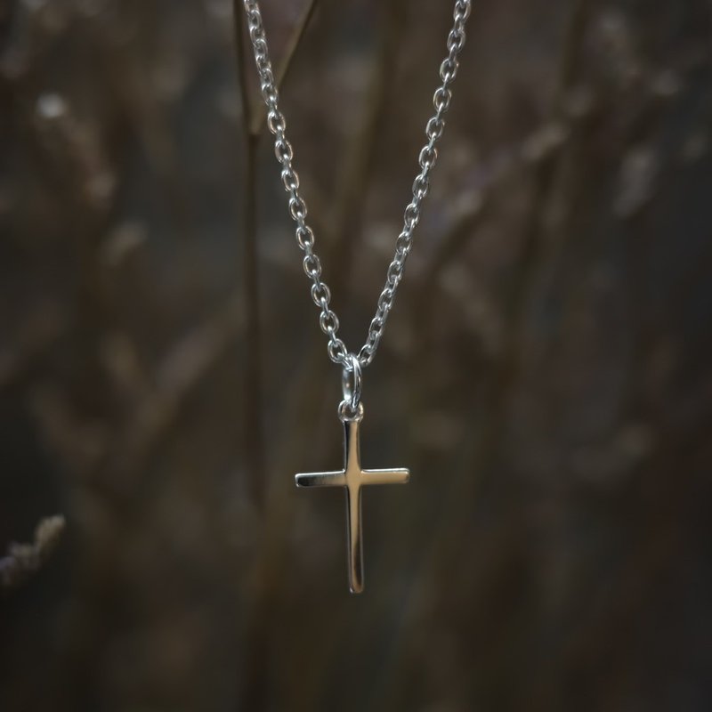 Sterling Silver Classic Small Cross Necklace - Necklaces - Other Metals Silver