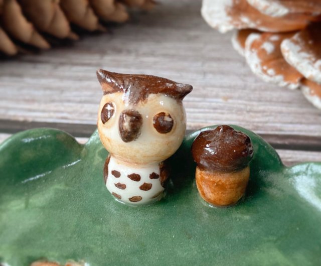 フクロウの森/お皿/磁器/大サイズ - ショップ 王榕陶芸工房 皿