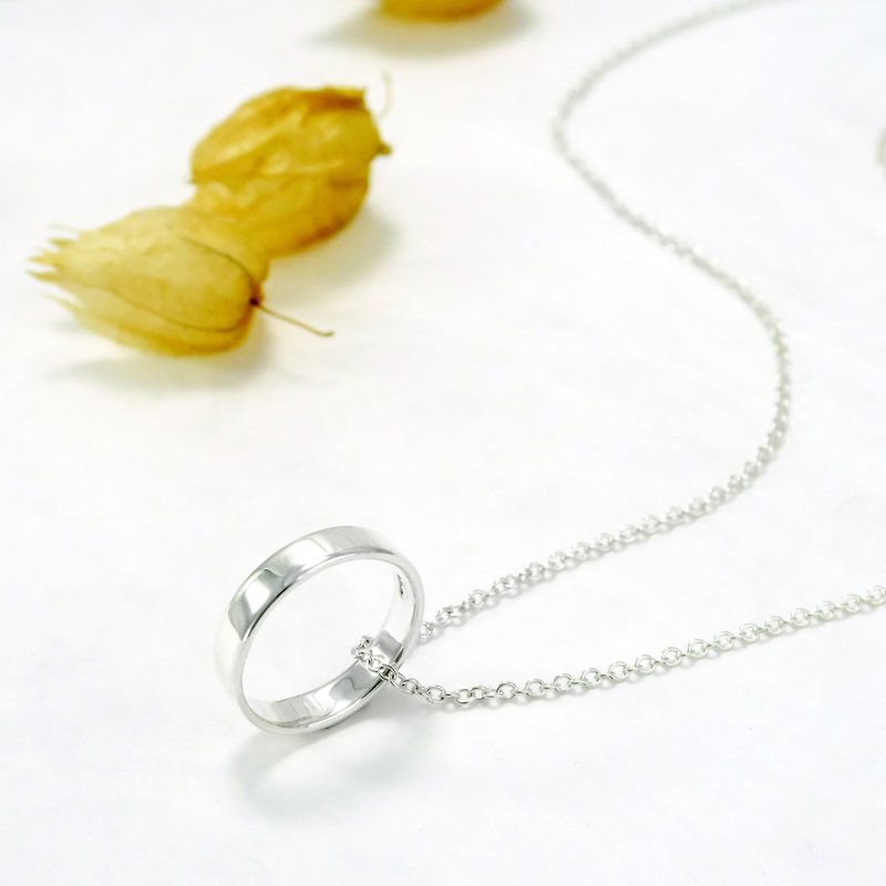 Customized Ring Chain-Men's 4mm Plain Plain Ring Sterling Silver Ring Sterling Silver Necklace - สร้อยคอ - เงินแท้ สีเงิน
