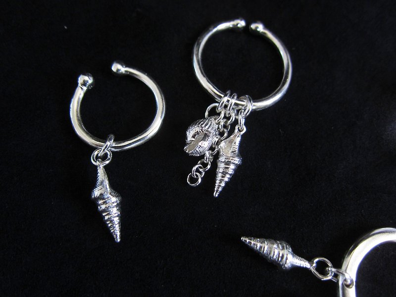 925 Silver conch pendant chain Silver ring - แหวนทั่วไป - เงินแท้ สีเงิน