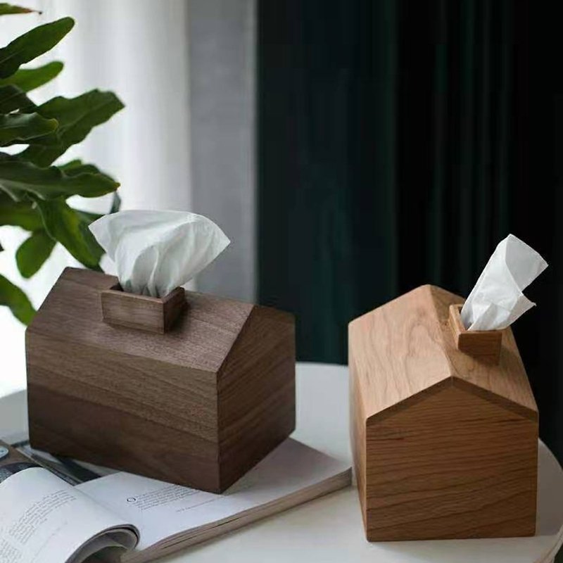木質面紙盒 櫻桃木/黑胡桃木 - 紙巾盒 - 木頭 咖啡色