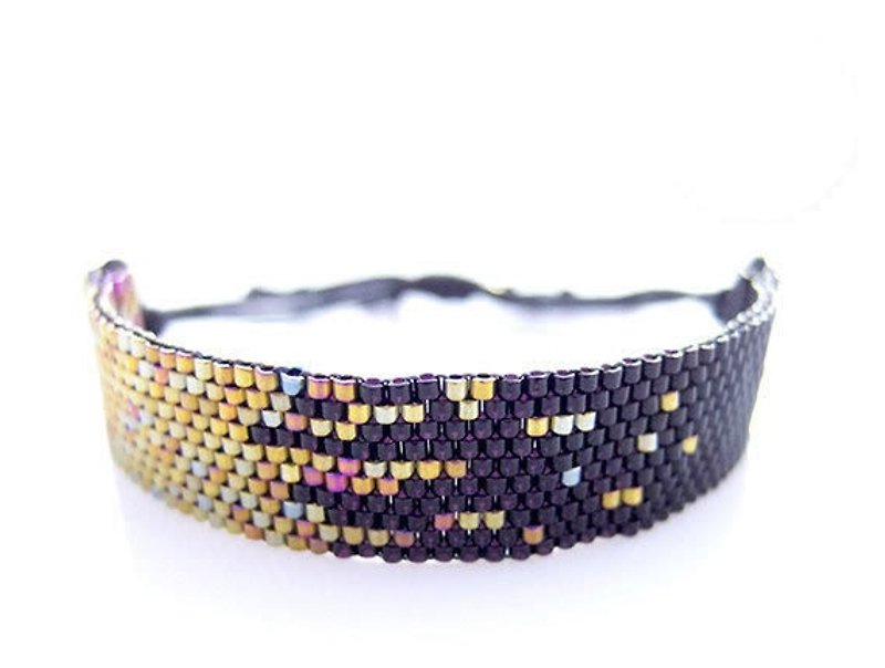 Glass Bracelets Black - Black Stardust Beaded Cord Bracelet