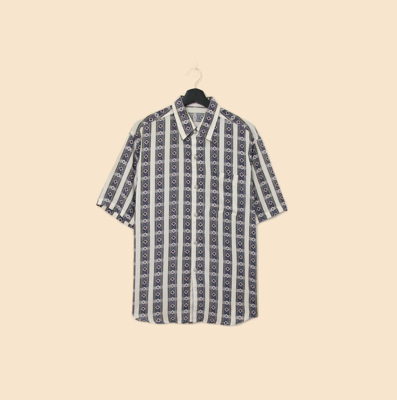 Back to Green- 短袖花襯衫 復古圖紋 條紋 ss-22 vintage shirt - 男襯衫/休閒襯衫 - 棉．麻 