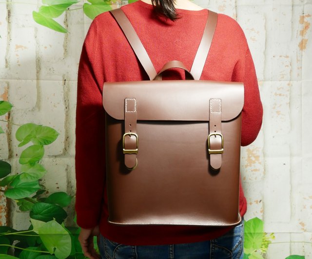 Classic leather backpack best sale