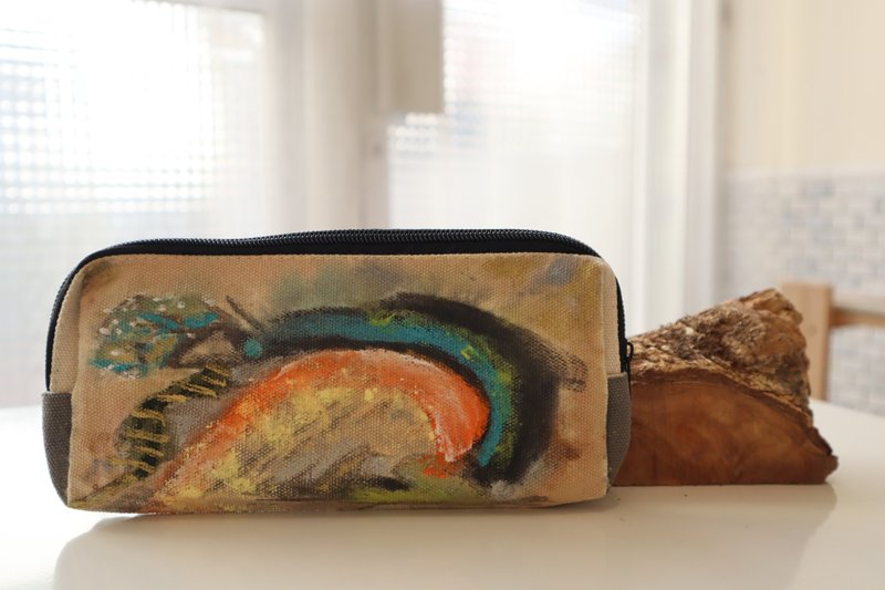 [Yu Ling Hui] Pure hand-painted canvas pencil case - กล่องดินสอ/ถุงดินสอ - ผ้าฝ้าย/ผ้าลินิน 