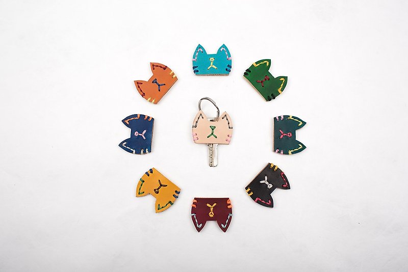 [Tangent Pie]*Additional purchase*Handmade genuine leather cat key headgear - Keychains - Genuine Leather Multicolor