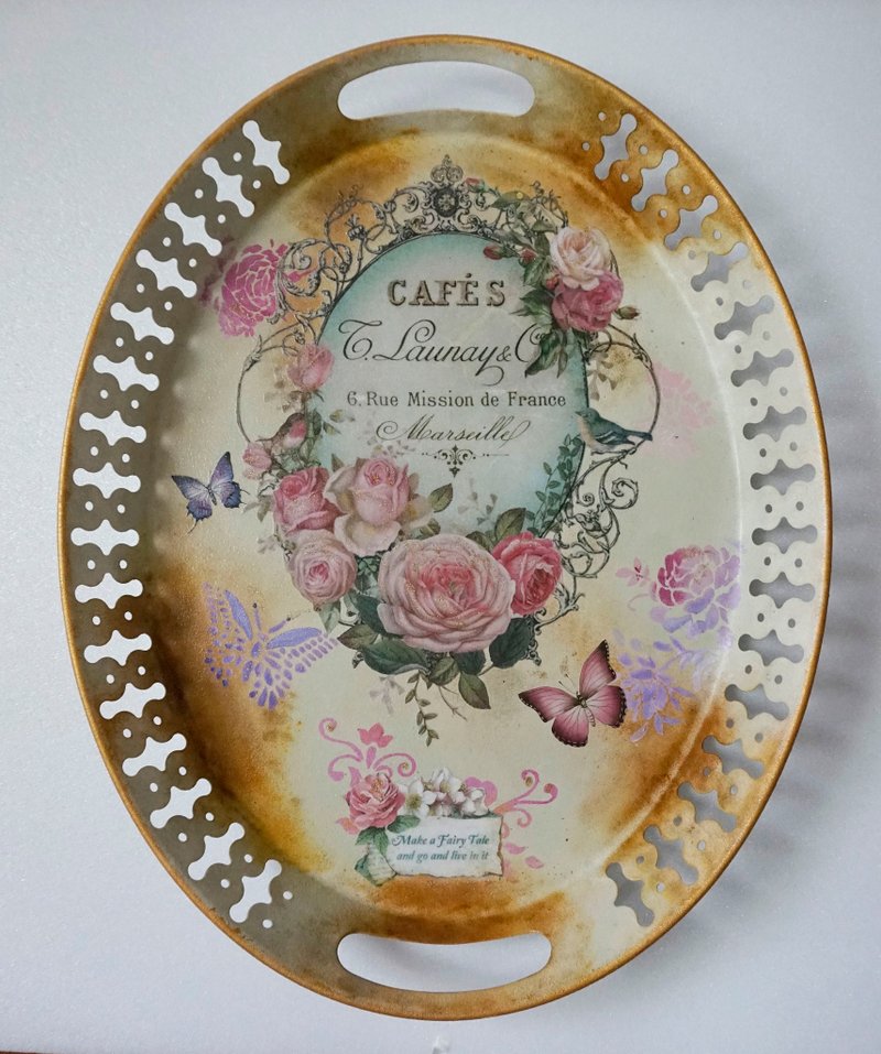 玫瑰花園點心餐鐵盤 - 擺飾/家飾品 - 其他金屬 多色