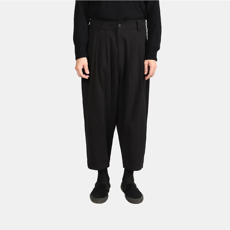 Parabolic wide pants - กางเกงขายาว - ผ้าฝ้าย/ผ้าลินิน สีดำ
