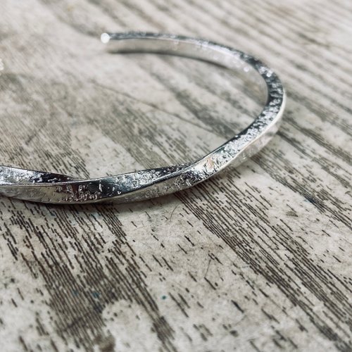 Sterling Silver Bracelet Irregular Button Turn Thick Model
