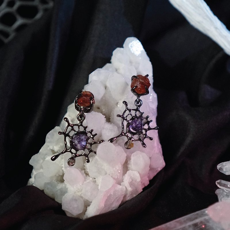 Spider Web earrings - Earrings & Clip-ons - Semi-Precious Stones Silver