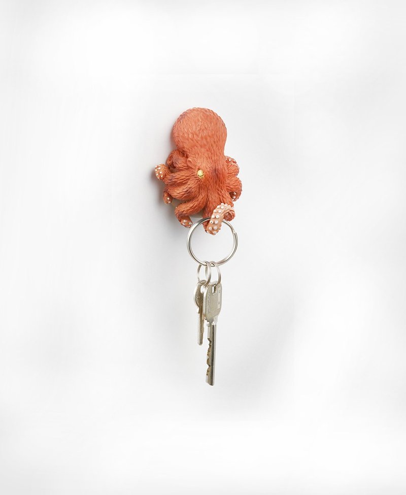 Japan Magnets marine life three-dimensional shape magnet key hook (octopus) - Hangers & Hooks - Resin Red