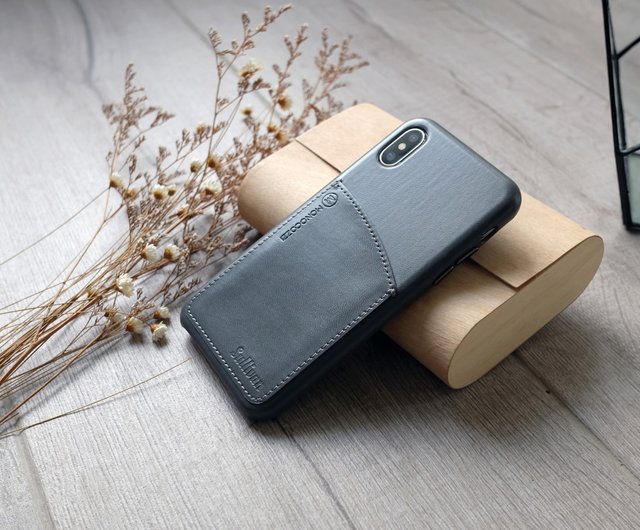 POSH Leather Case with Pocket for iPhone X Charcoal Shop