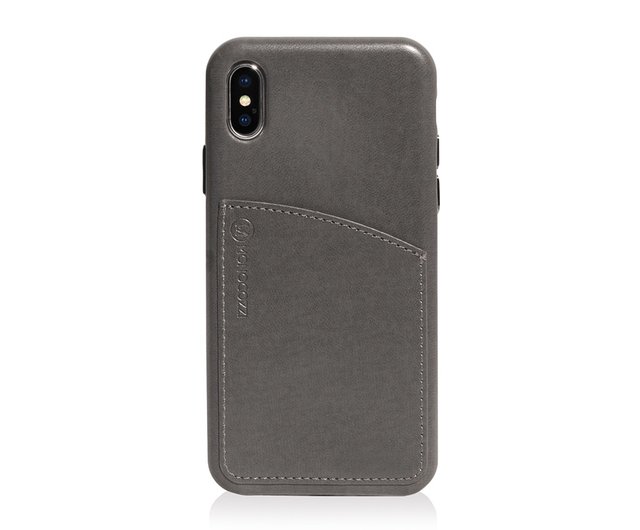 POSH Leather Case with Pocket for iPhone X Charcoal Shop