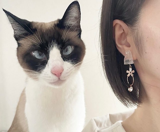 Flower jewelry cat ピアス/イヤリング - Shop poma-accessory