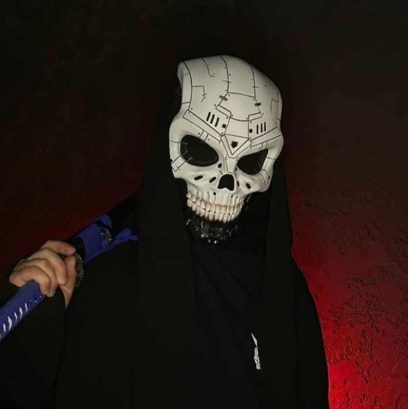 Cyberpunk Mask Skull White Black, Cyberpunk helmet, Skull Helmet Futuristic Mask - 口罩/口罩收納套 - 樹脂 白色