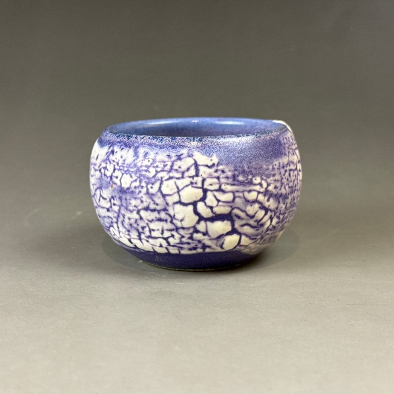 台灣【志野燒】紫雲彩茶杯 壹 - 茶壺/茶杯/茶具 - 陶 藍色