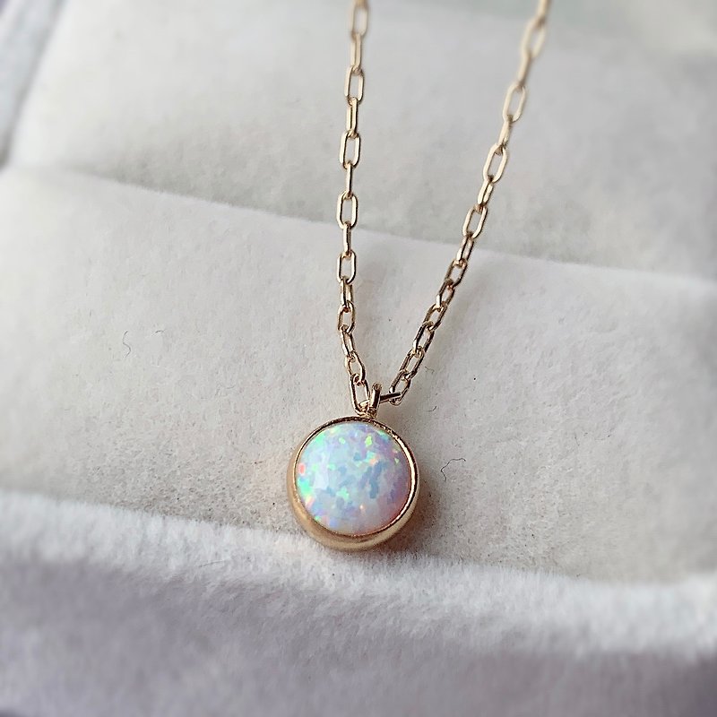 [14Kgf non-fading] Opal necklace customized without allergies - สร้อยคอทรง Collar - เครื่องประดับ สีทอง