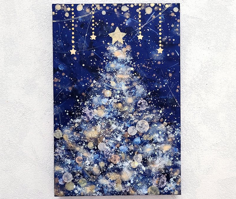 クリスマスツリー　聖夜　P4号 - 掛牆畫/海報 - 木頭 藍色
