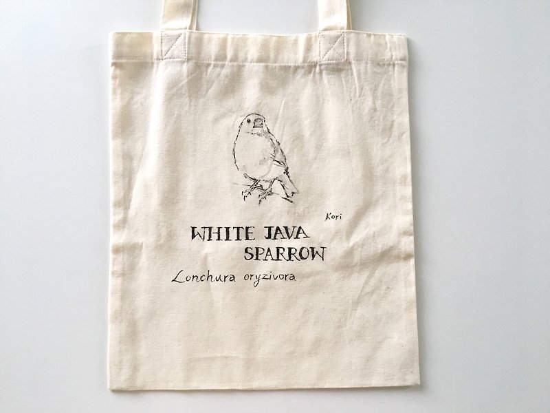 Pure hand-painted bird cotton shopping bag ‧ bird - กระเป๋าถือ - ผ้าฝ้าย/ผ้าลินิน 