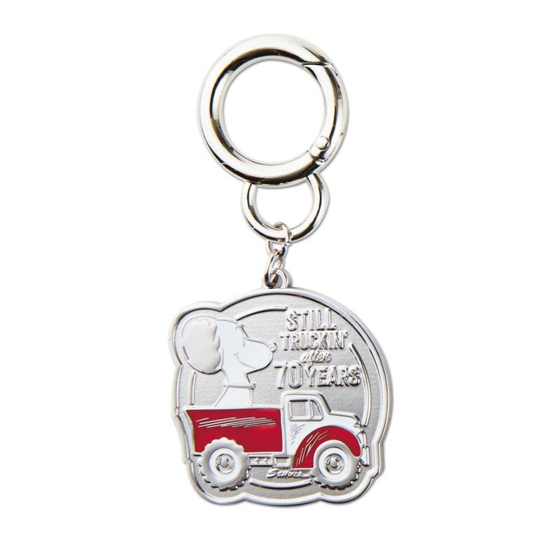 Snoopy70週年紀念 鑰匙圈-史努比復古車車【Hallmark 史努比】 - 鑰匙圈/鑰匙包 - 紙 銀色