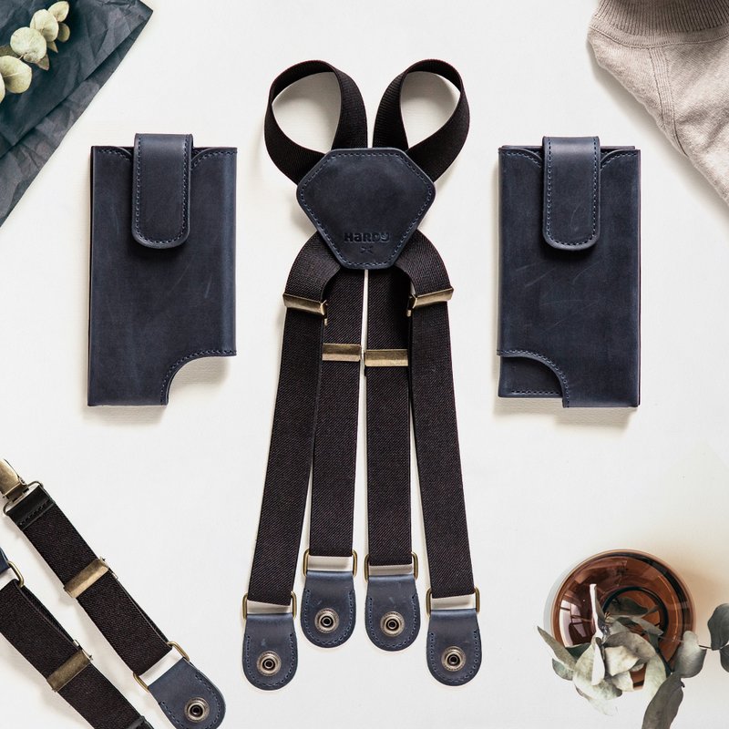 Holster Bag Leather Phone Case Shoulder Harness and Wallet Pacific Blue / Waxed - 其他 - 真皮 藍色