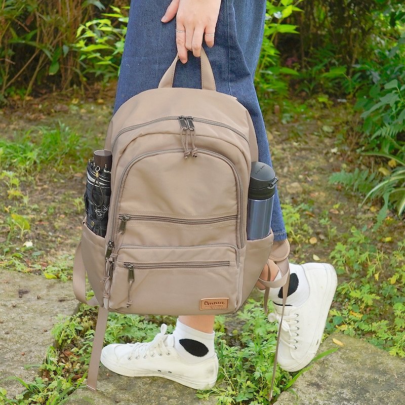 Functional Decompression and Shockproof 14-inch Laptop Backpack (Milk Tea) - กระเป๋าเป้สะพายหลัง - ไนลอน 
