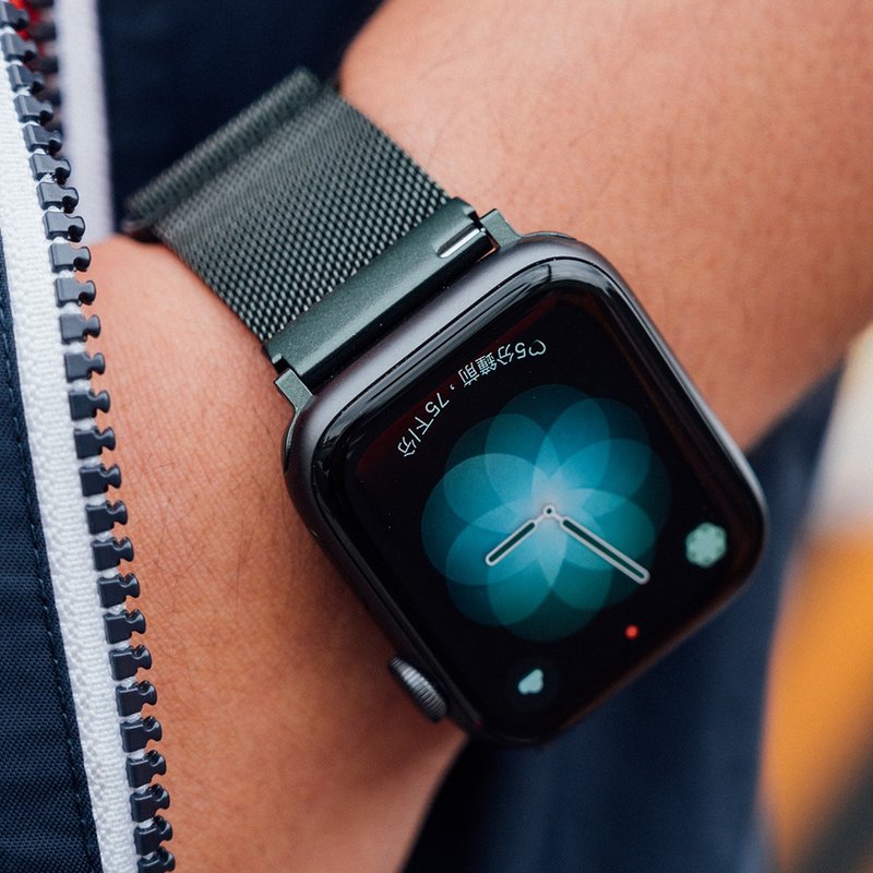 Apple Watch 42/44/45mm Dante不鏽鋼米蘭磁扣錶帶-綠 - 錶帶 - 不鏽鋼 綠色