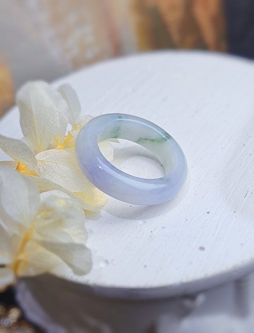 Luien路安翡翠 招財•貴人•圓滿•平安|夢幻糯冰芭比紫飄花|緬甸A貨翡翠戒圈#12