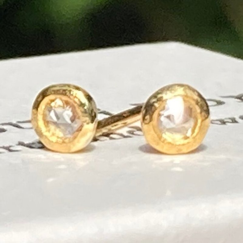 K24 ローズカット天然ダイヤモンド 純金スタッドピアス◇VVsi-Vs2 Clarity - 耳環/耳夾/耳骨夾 - 其他金屬 