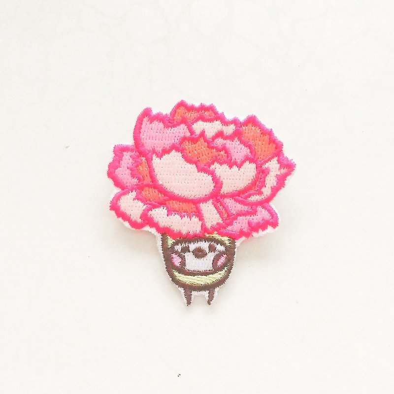 Carnation Embroidered Patches - Brooches - Thread Pink