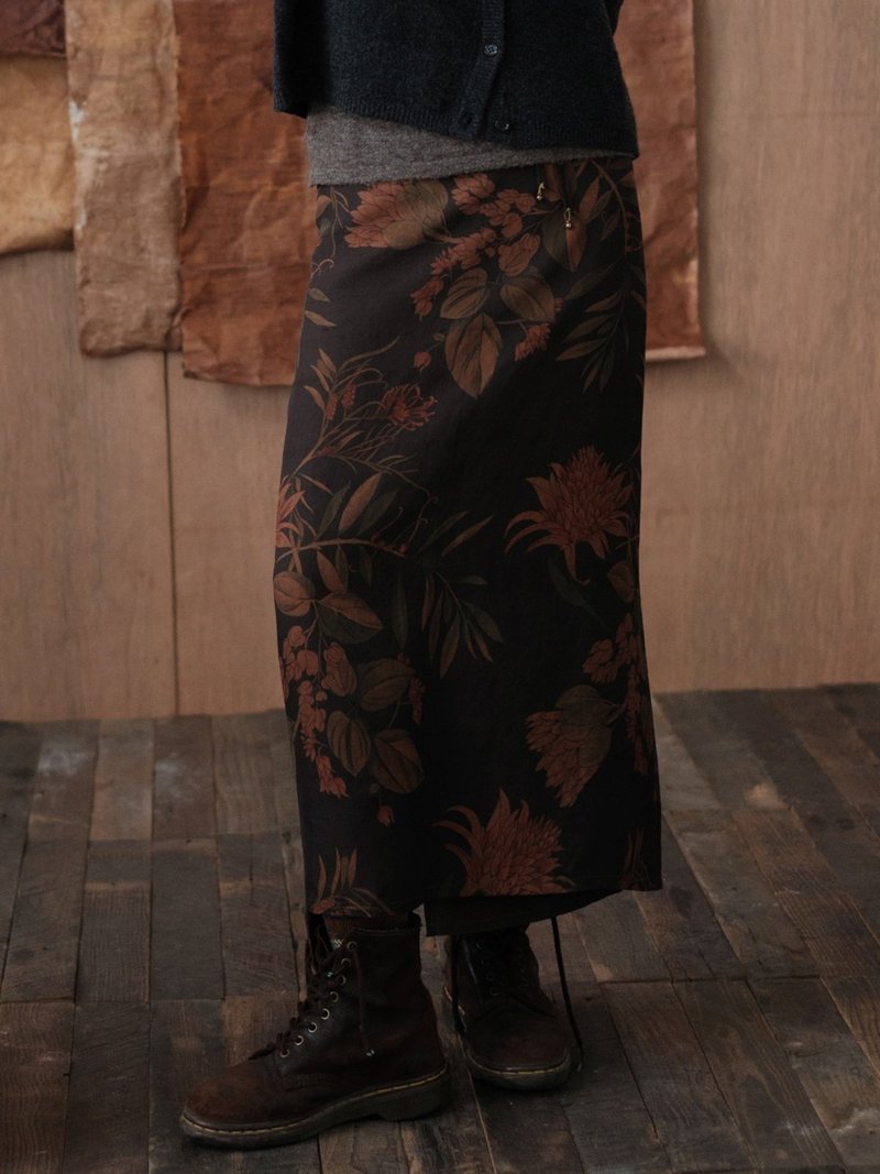 Nava Green Retro Mulberry Silk Xiangyun Sha Long Skirt Plant Dye Mud Dye Wrap Skirt - Skirts - Silk Green