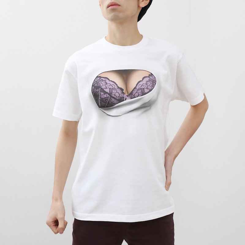 Mousou Burst T-shirts/ BLACK & PURPLE Bra/ M size - 中性衛衣/T 恤 - 棉．麻 紫色