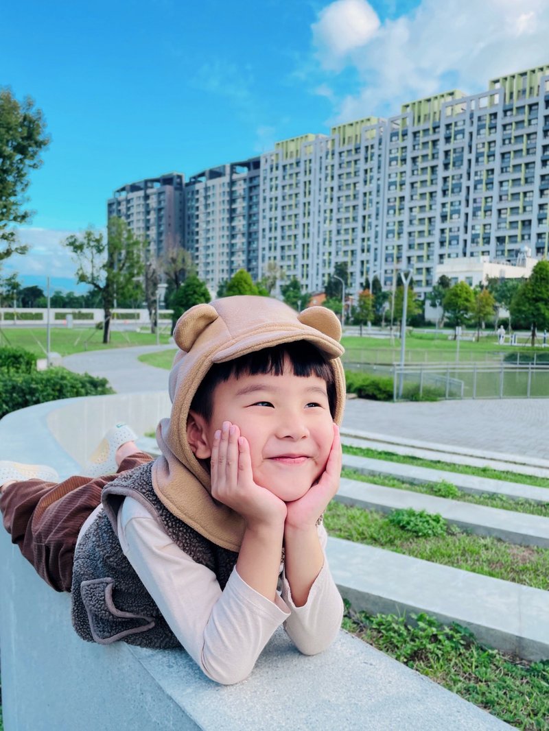 2色-熊熊護耳保暖帽(兒童款) - 出國 露營 聖誕節禮物 - 帽子 - 聚酯纖維 多色