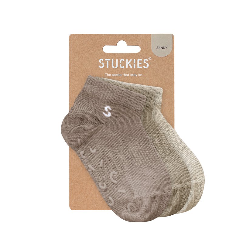 Stuckies - 短襪/防滑襪三入組 - Sandy - 嬰兒襪子 - 棉．麻 