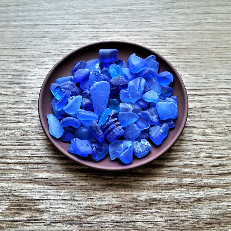 不规则玻璃珠从海中提取的稀有颜色的玻璃 - 其他 - 玻璃 藍色