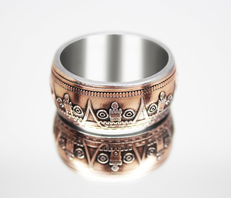 Maya Calendar Coin Ring coin rings for men coin rings for women mens coin ring - 戒指 - 其他金屬 