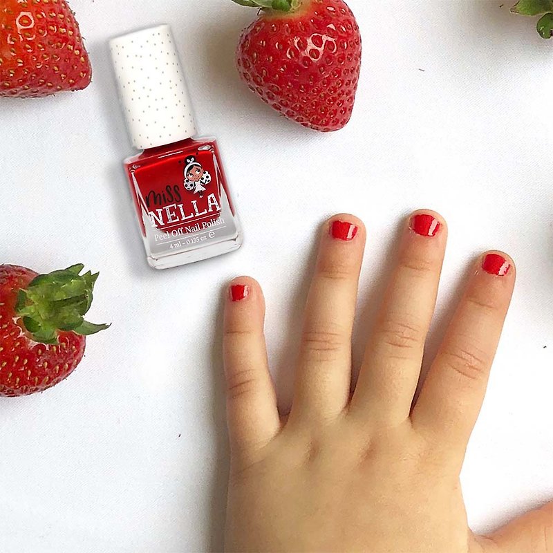 British [Miss NELLA] Children's water-based safe nail polish-Strawberry Red (MN07) - ยาทาเล็บ - วัสดุอื่นๆ สีแดง