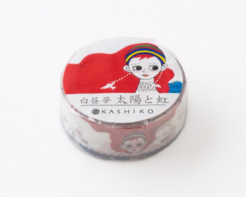 日本進口KASHIKO金澤九谷燒和紙膠帶 – 太陽與虹 / 川島優子繪 - 紙膠帶/和紙/PET - 紙 紅色