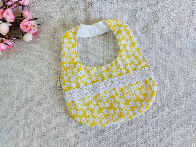 Fresh flowers-baby bib towel/saliva towel - ผ้ากันเปื้อน - ผ้าฝ้าย/ผ้าลินิน สีเหลือง