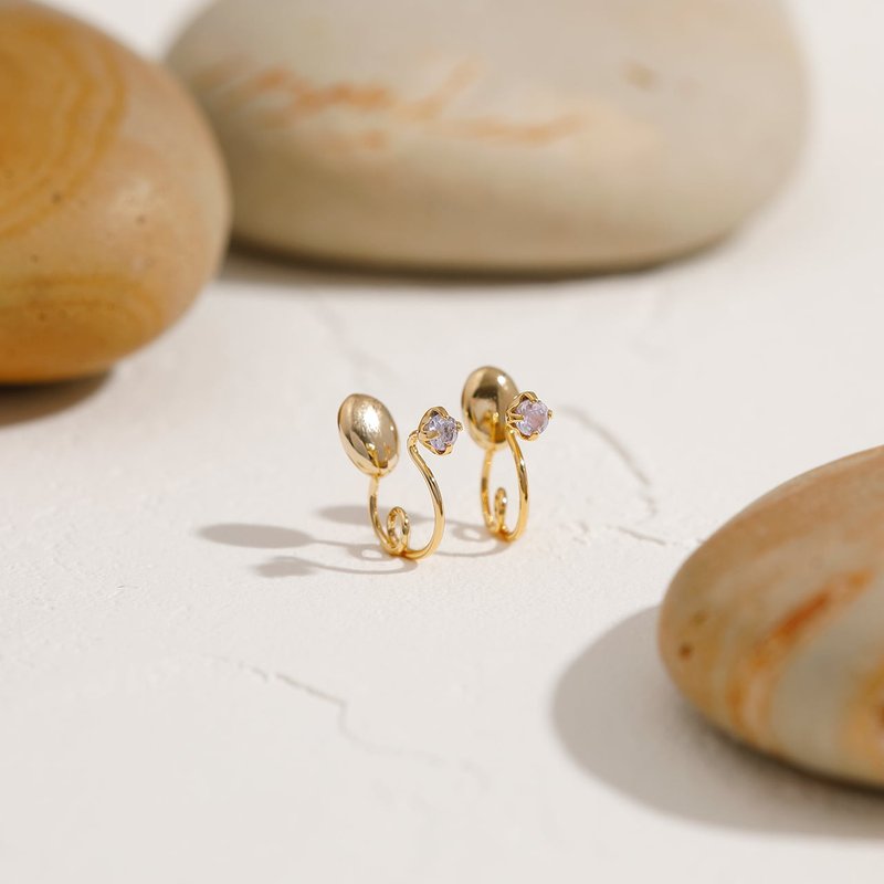 birthstone ―12月 タンザナイト miniループフィットイヤリング　誕生石 - 耳環/耳夾/耳骨夾 - 寶石 金色