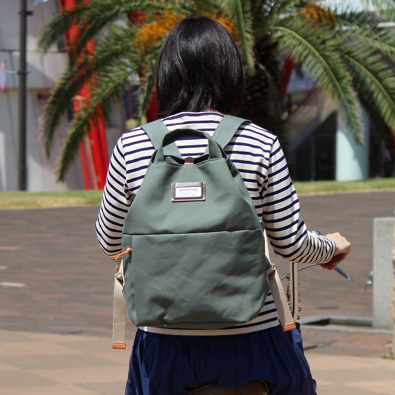 camp: Wasabi Kurashiki Canvas Backpack - กระเป๋าเป้สะพายหลัง - ผ้าฝ้าย/ผ้าลินิน สีเขียว