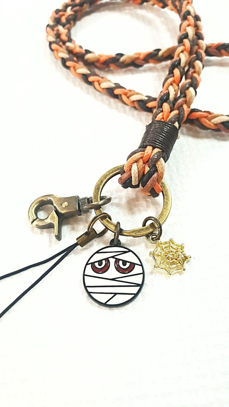 Paris*Le Bonheun。萬聖節系列。木乃伊編織鑰匙圈 - 手機掛繩/背帶 - 其他金屬 橘色