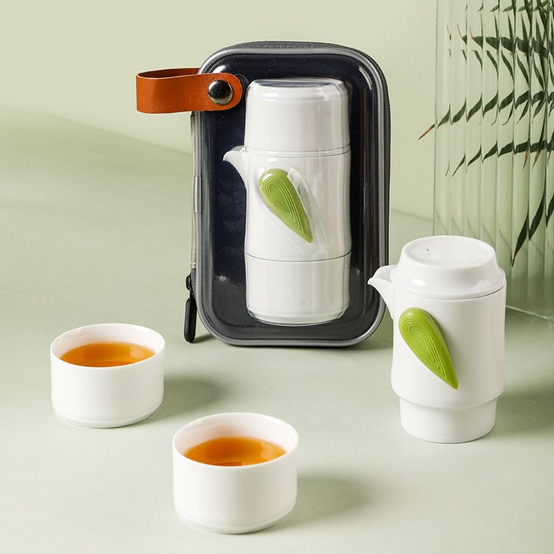 Zhizhu Quick Cup One Pot Two Cups Ceramic Outdoor Travel Portable One-person Tea Set Gift - ถ้วย - ดินเผา 