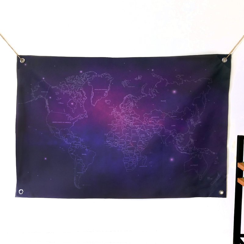 World map wall decoration purple stars - Wall Décor - Other Materials Purple